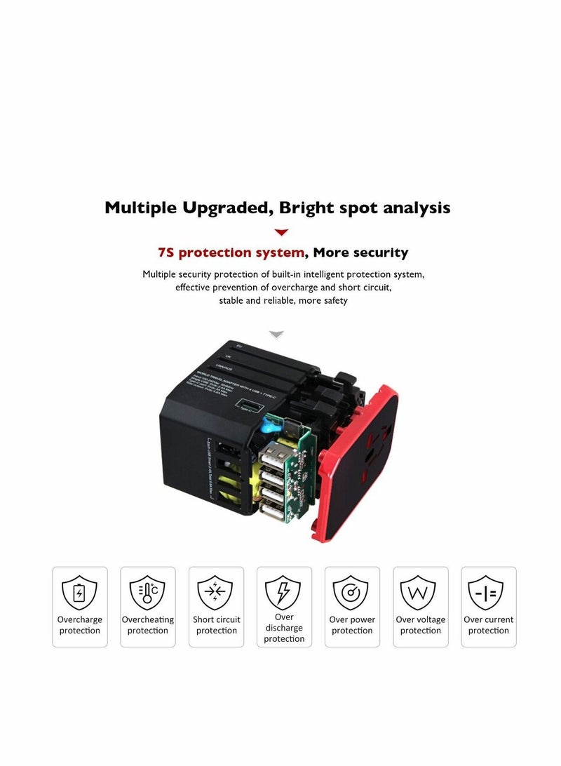 Captaintech European Travel Plug Adapter,  Worldwide Travel Adapter, 4 USB Ports with 5.6A High Speed Charger and 1 3.0A Type C International Wall Charger All in One Universal Adaptor - Image 2