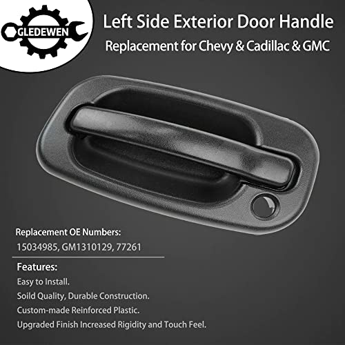Gledewen مقبض باب خارجي، متوافق مع شيفروليه سيلفرادو 1999-2007، سوبربان، تاهو، أفالانش، جي إم سي سييرا، يوكون، كاديلاك إسكاليد، الجهة الأمامية اليسرى للسائق | بديل# 15034985، GM1310129، 77261 - Image 3