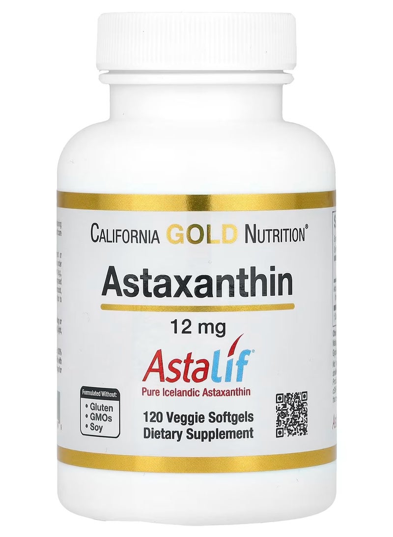 كاليفورنيا غولد نيوترشن أستازانتين، Astalif®‎ أيسلندي نقي، 12 ملجم، 120 كبسولة هلامية نباتية  - Image 1