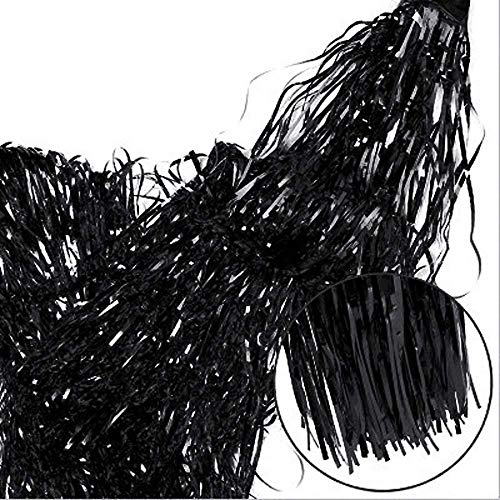 flavouredlove Foil Fringe Curtain(s) 3x6 Feet for Birthday, Anniversaries, Graduation, Retirement, Baby Shower Decoration (Pack of 1, Black) - Image 2