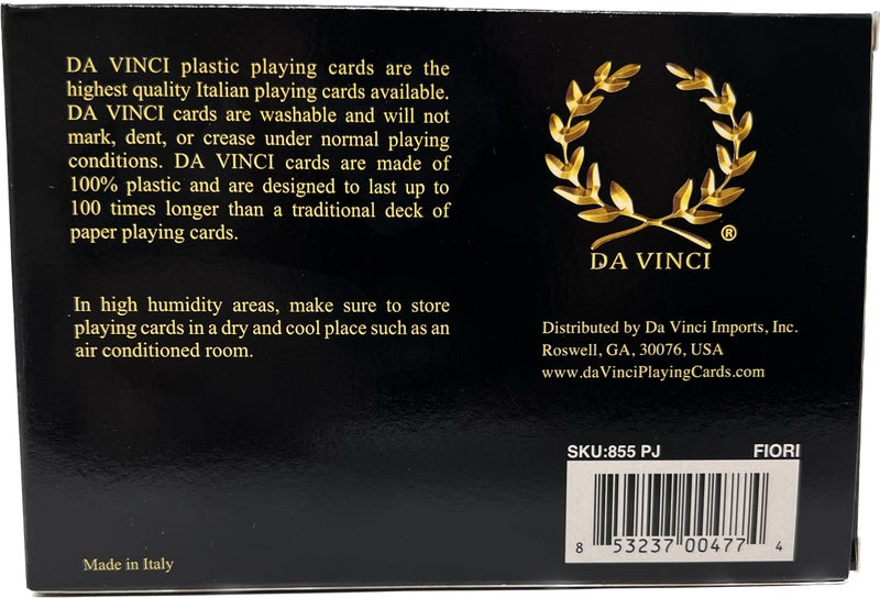 DA VINCI Fiori, Italian 100% Plastic Playing Cards 2 Deck Set, Poker Size Large Print Jumbo Index - Image 2