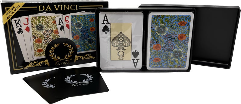 DA VINCI Fiori, Italian 100% Plastic Playing Cards 2 Deck Set, Poker Size Large Print Jumbo Index - Image 3