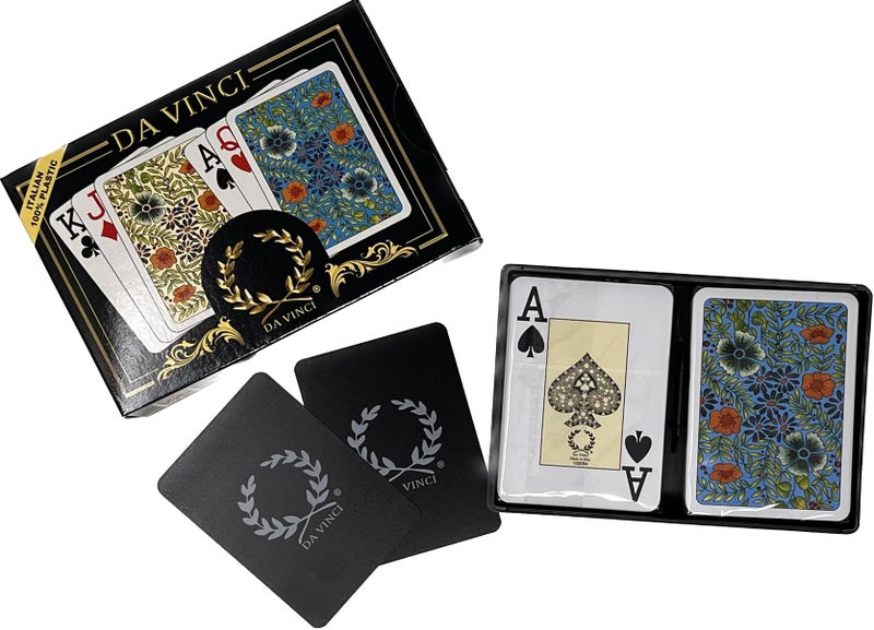 DA VINCI Fiori, Italian 100% Plastic Playing Cards 2 Deck Set, Poker Size Large Print Jumbo Index - Image 4