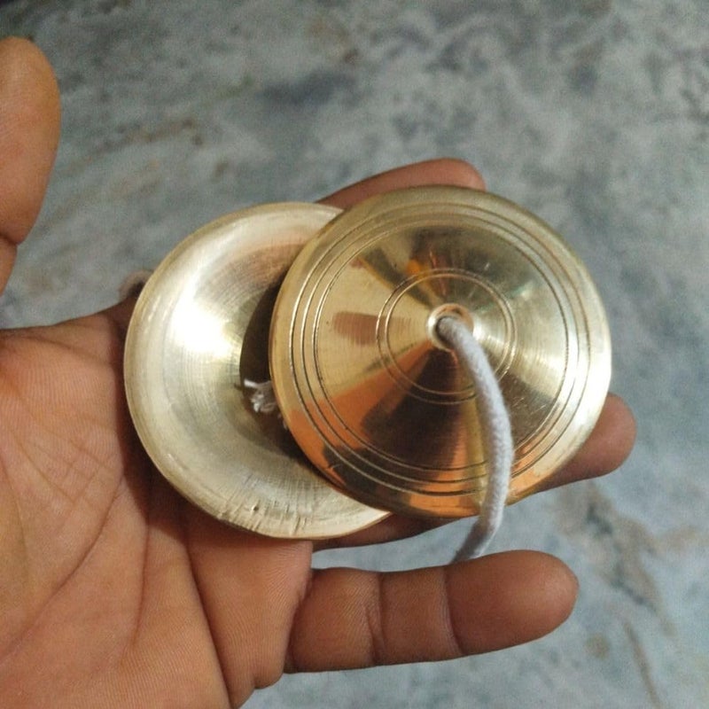 MAYAPURI Kansa/Bronze Manjeera (3 Inches, Pair) | Traditional Indian Hand Cymbals for Bhajan, Kirtan, Puja & Folk Music - Image 3