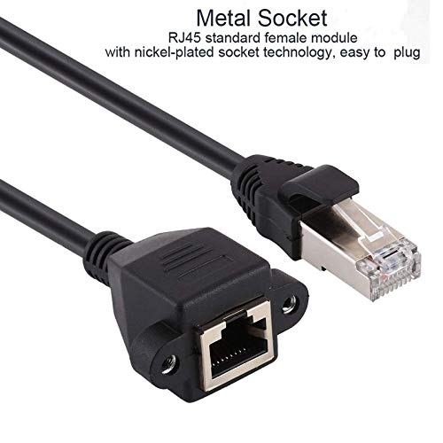 FENTICO RJ45 Male to Female Extension Cable,Cat5 Cat5e Cat6 Cat6e Cat7 Network Ethernet Cable Shielded Ethernet Network Connector with Screw Panel Mount Extension Cable for Router,Modem(1 feet),Black - Image 4