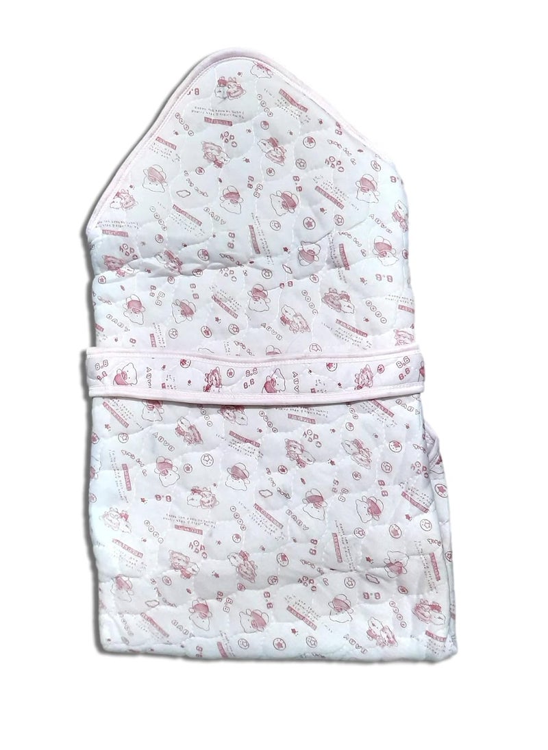 Ess Cubes Enterprise Baby Wrapper Hooded Blanket Lightweight Wearable Soft Breathable Fabric Portable 100 Cotton Unisex Infant Baby Boy and Baby Girl Infant baby Carrying and Sleeping Bed For New Born Babies Pink  - Image 3