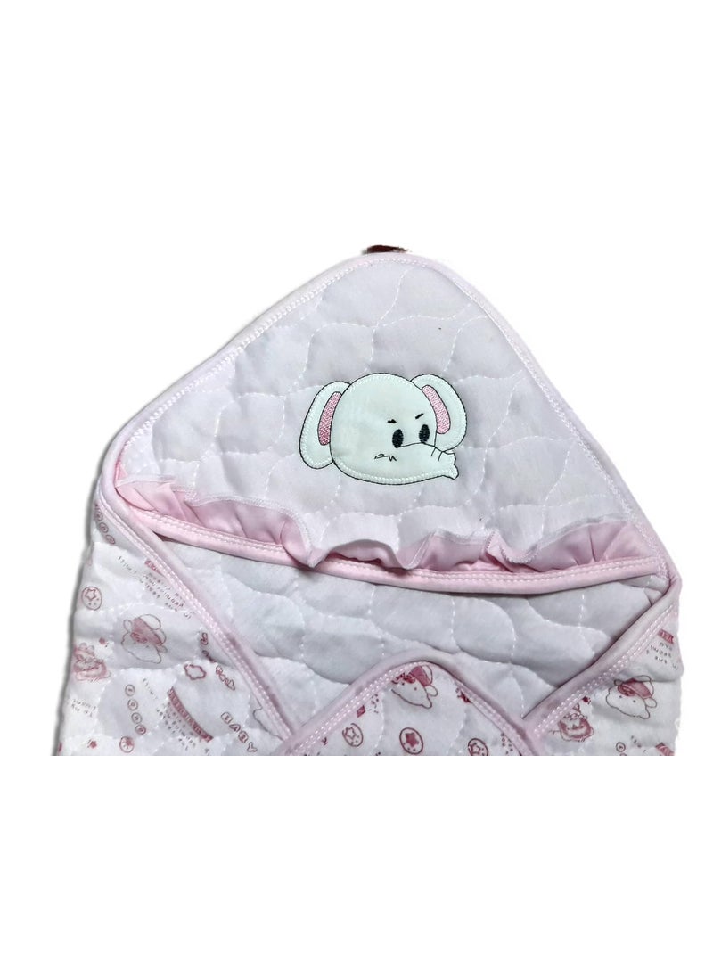 Ess Cubes Enterprise Baby Wrapper Hooded Blanket Lightweight Wearable Soft Breathable Fabric Portable 100 Cotton Unisex Infant Baby Boy and Baby Girl Infant baby Carrying and Sleeping Bed For New Born Babies Pink  - Image 4