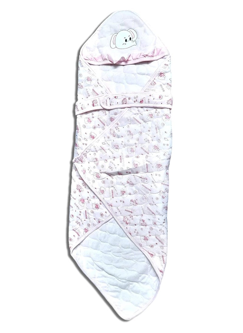 Ess Cubes Enterprise Baby Wrapper Hooded Blanket Lightweight Wearable Soft Breathable Fabric Portable 100 Cotton Unisex Infant Baby Boy and Baby Girl Infant baby Carrying and Sleeping Bed For New Born Babies Pink  - Image 1