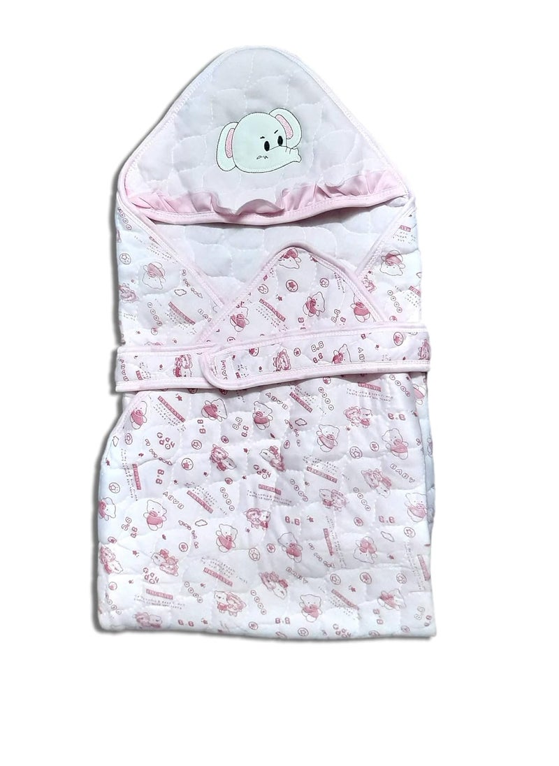 Ess Cubes Enterprise Baby Wrapper Hooded Blanket Lightweight Wearable Soft Breathable Fabric Portable 100 Cotton Unisex Infant Baby Boy and Baby Girl Infant baby Carrying and Sleeping Bed For New Born Babies Pink  - Image 2