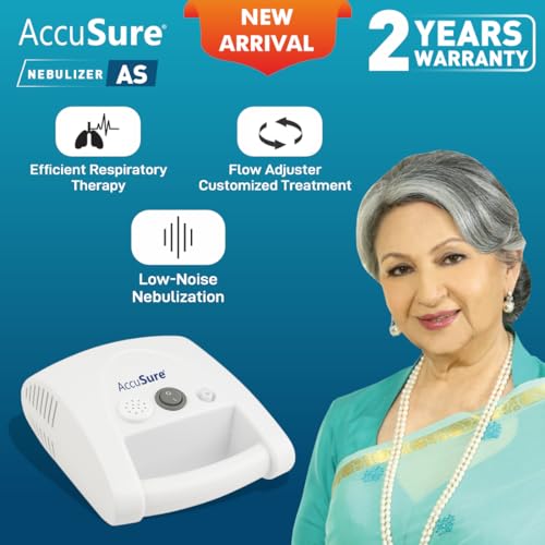 AccuSure AS Compressor Nebulizer Machine for Kids & Adults | Effective Relief for Cold, Cough, Asthma & Other Respiratory Issues | Includes Adult Mask, Child Mask, Mouthpiece & Filters - Image 2