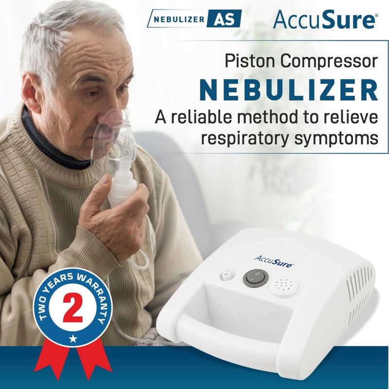 AccuSure AS Compressor Nebulizer Machine for Kids & Adults | Effective Relief for Cold, Cough, Asthma & Other Respiratory Issues | Includes Adult Mask, Child Mask, Mouthpiece & Filters - Image 4