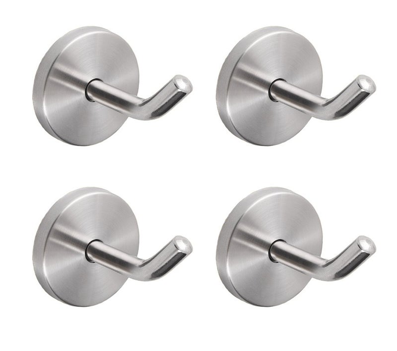 NELXULAS Brushed Stainless Steel Single Heavy Duty Short Nose Screws Wall Mount Hook,Fit for Kitchen,Bedroom,Living Room, Bathroom,Closets and Garage Storage,No Magnetic Mount Function(2", 4 PCS) - Image 1
