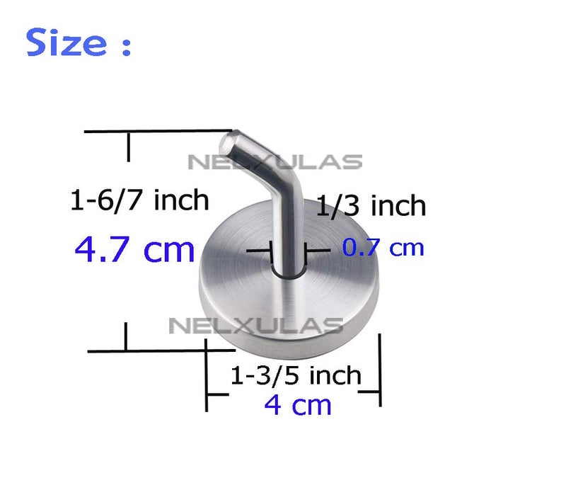 NELXULAS Brushed Stainless Steel Single Heavy Duty Short Nose Screws Wall Mount Hook,Fit for Kitchen,Bedroom,Living Room, Bathroom,Closets and Garage Storage,No Magnetic Mount Function(2", 4 PCS) - Image 5