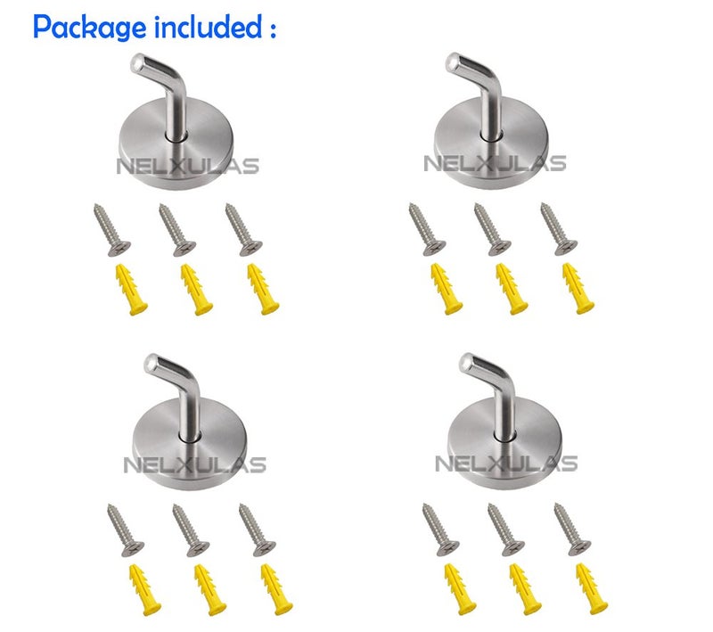 NELXULAS Brushed Stainless Steel Single Heavy Duty Short Nose Screws Wall Mount Hook,Fit for Kitchen,Bedroom,Living Room, Bathroom,Closets and Garage Storage,No Magnetic Mount Function(2", 4 PCS) - Image 2