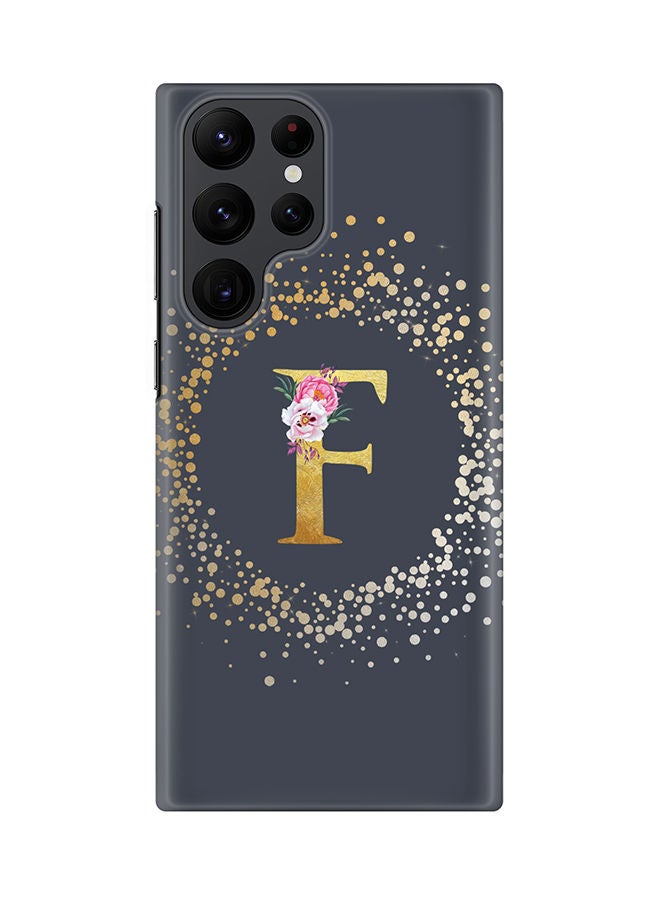 Stylizedd Monogram Slim Cover for Samsung Galaxy S22 Ultra 5G Case Custom Initials Letter Floral Pattern Snap Series Mobile Cover Matte Alphabet  - F (Grey) - Image 1