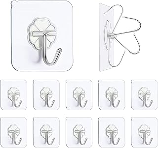 NQ N/Q Premium Adhesive Hooks Kitchen Wall Hooks,Heavy Duty 13lb(Max) Wall Hooks, Transparent Reusable Seamless Hooks with - Image 1