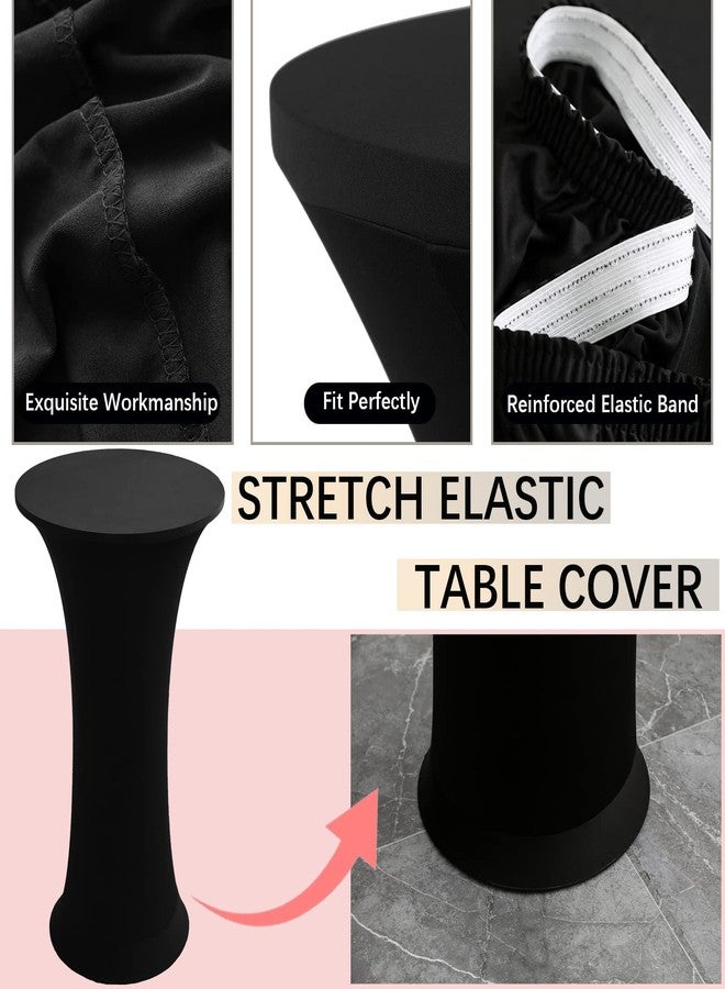 Jusmate Cocktail Spandex Stretch Round Tablecloth, 2 Pack 24"x43" Fitted Highboy Stretch Table Cover High Top Round Cocktail Tablecloth for Bar Wedding Party Banquet (Black) - Image 5