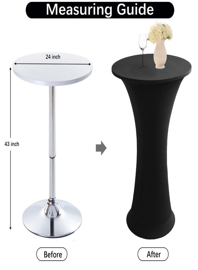 Jusmate Cocktail Spandex Stretch Round Tablecloth, 2 Pack 24"x43" Fitted Highboy Stretch Table Cover High Top Round Cocktail Tablecloth for Bar Wedding Party Banquet (Black) - Image 2