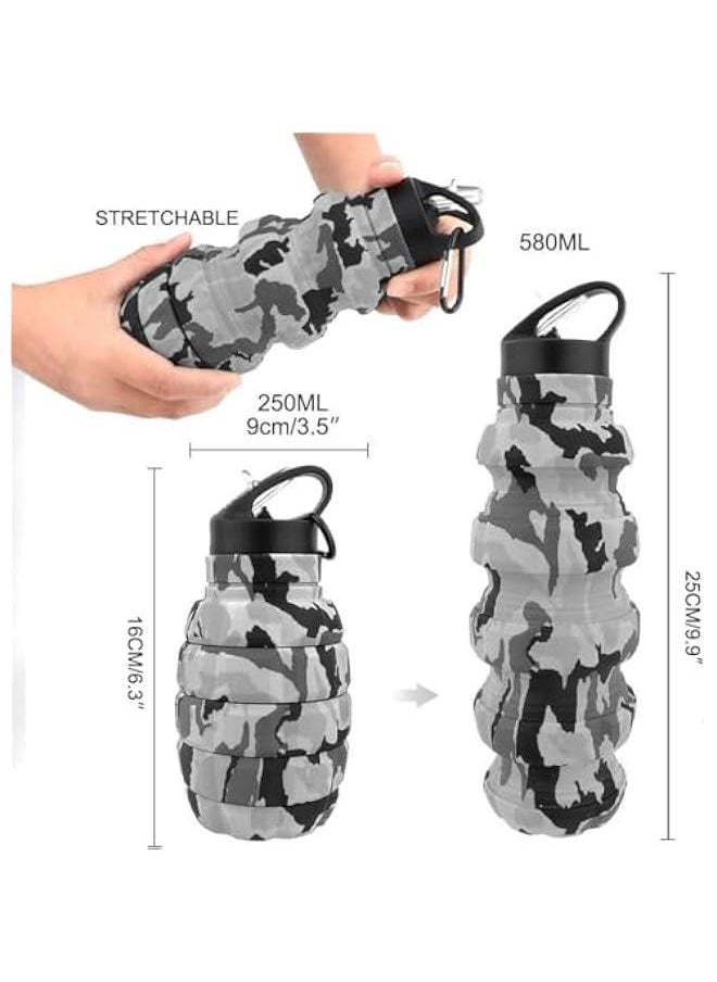 HOOKOR 19.5OZ/580ml Collapsible Water Bottle Sports Bottle Travel Water Bottle Does not Contain BPA Food Grade Silicone, Safe and Beautiful.  - Image 2