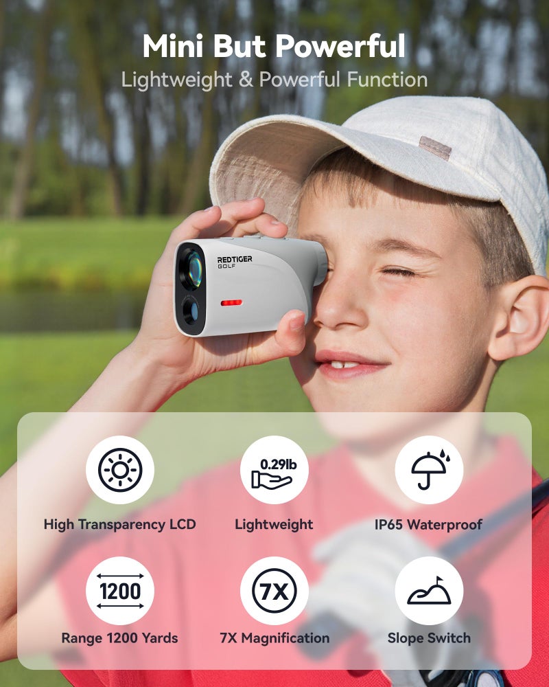 REDTIGER Mini Golf Range Finder with 1200 Yards, IP65 Range Finder Golf with Slope Switch, 7X Magnification, Magnetic & Rechargeable Golf Rangefinder, Flag Pole Lock Vibration - Image 2