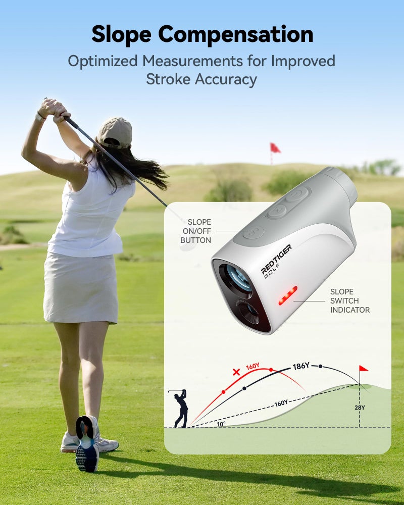 REDTIGER Mini Golf Range Finder with 1200 Yards, IP65 Range Finder Golf with Slope Switch, 7X Magnification, Magnetic & Rechargeable Golf Rangefinder, Flag Pole Lock Vibration - Image 3