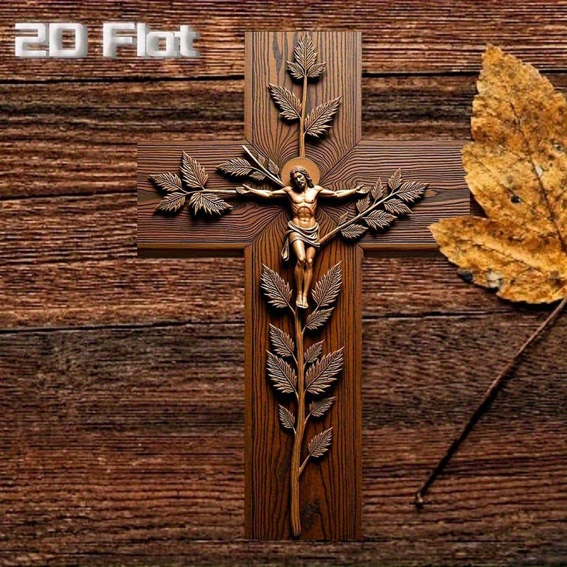 Vintage Wooden Wall Cross 9x6in Religious Rustic Decor - Image 3