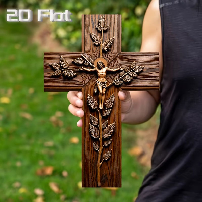 Vintage Wooden Wall Cross 9x6in Religious Rustic Decor - Image 5