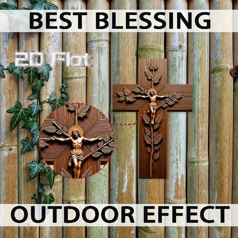 Vintage Wooden Wall Cross 9x6in Religious Rustic Decor - Image 4