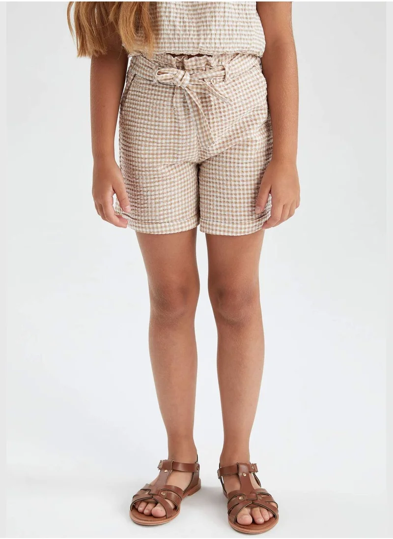 DeFacto Paperbag Fit Belted Check Print Short