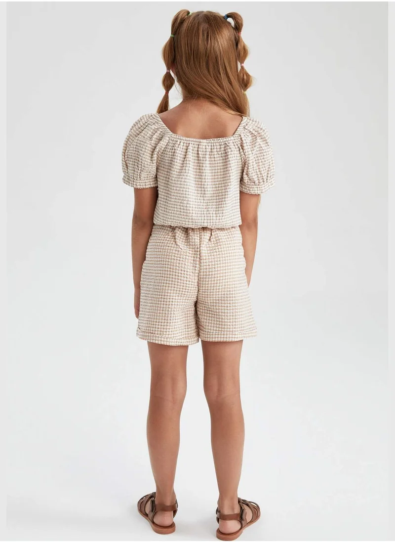 DeFacto Paperbag Fit Belted Check Print Short