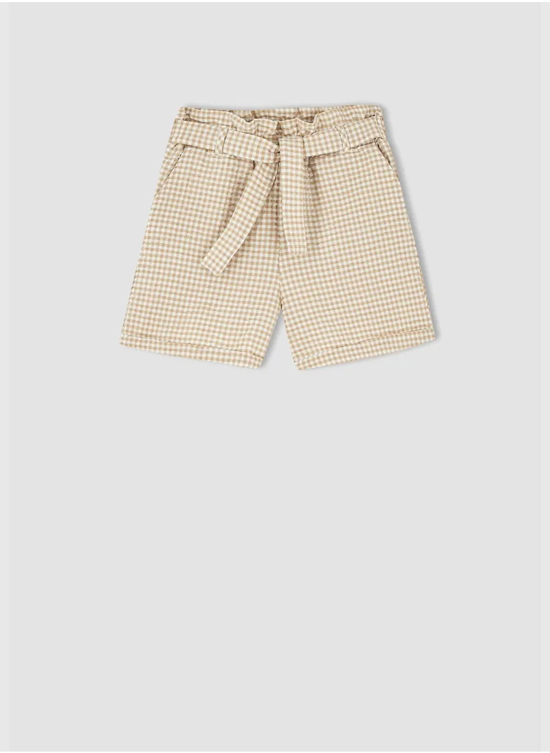 DeFacto Paperbag Fit Belted Check Print Short