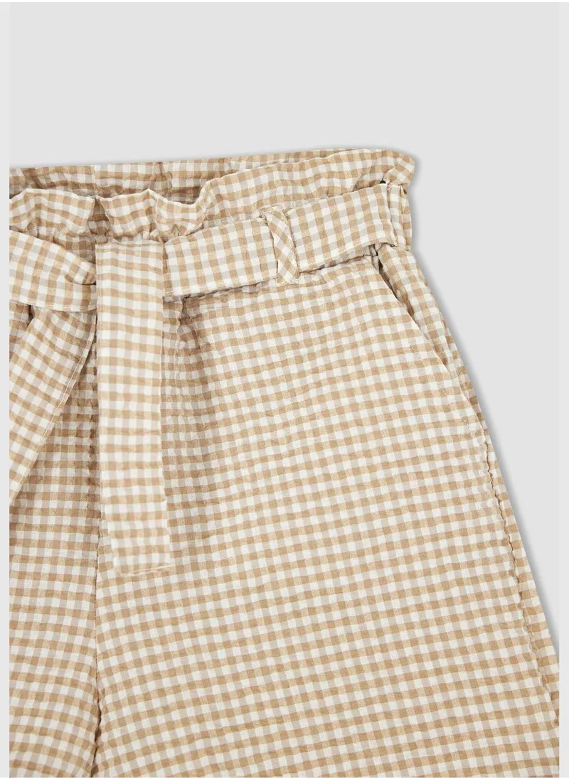 DeFacto Paperbag Fit Belted Check Print Short