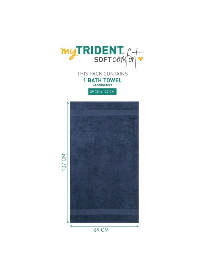 Trident Soft Comfort Air Rich 100% Cotton Towels for Bath, 500 GSM Large Size Bathroom Towels for Men/Women, 1 Piece Bath Towel (69cm x 137cm), Navy - Image 2