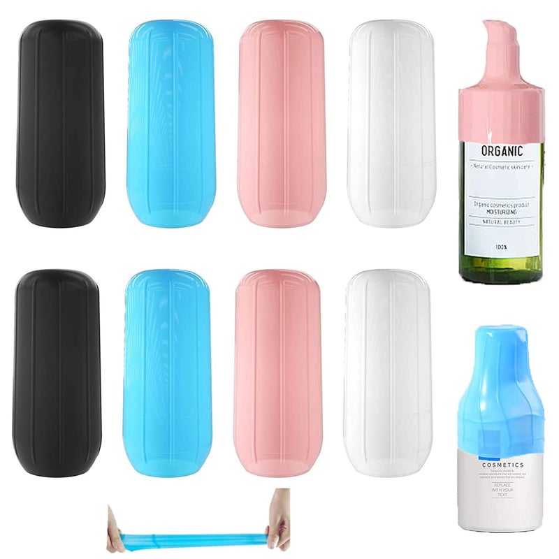 May Create MAYCREATE® 8pcs Leak Proof Sleeves for Travel Bottles, Silicone Elastic Covers Sleeves for Travel Bottle Kit for Toiletries Leak Proofing, Reusable Sleeves for Travel Container, Shampoo Bottles - Image 1