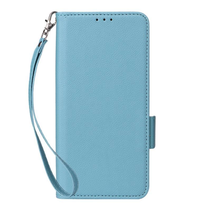 TPU Protective Case for Redmi Note 14 with Card Holder and Drop Protection plus Shockproof plus Kickstand plus Lanyard in Blue - Image 1