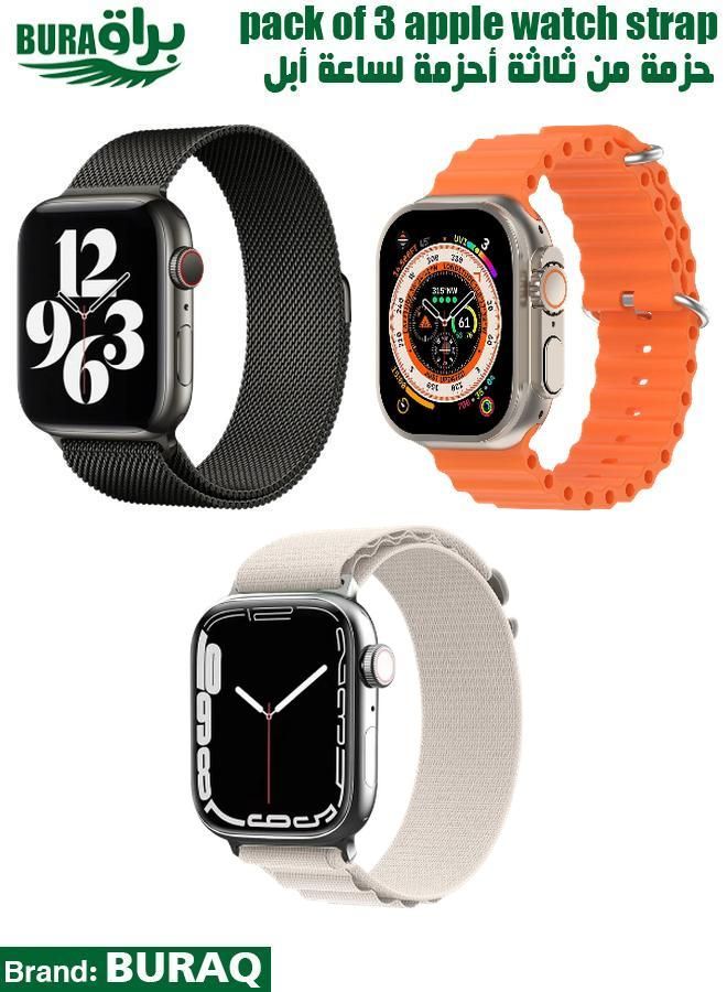 BURAQ Apple Watch Band Strap For Apple Watch Ultra 2/Ultra 49mm, Series 10 46mm, 9/8/7 45mm, SE2/SE/6/5/4 44mm, 3/2/1 42mm