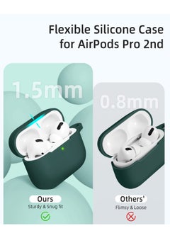 Generic AirPods Pro 2 2nd Case Cover and AirPods Pro Case for Women and Men, Soft Silicone Protective Case for Airpods Pro 2 Generation 2023 2022 and AirPods Pro 1st 2019 with Keychain Front LED Visible Green  - Image 3