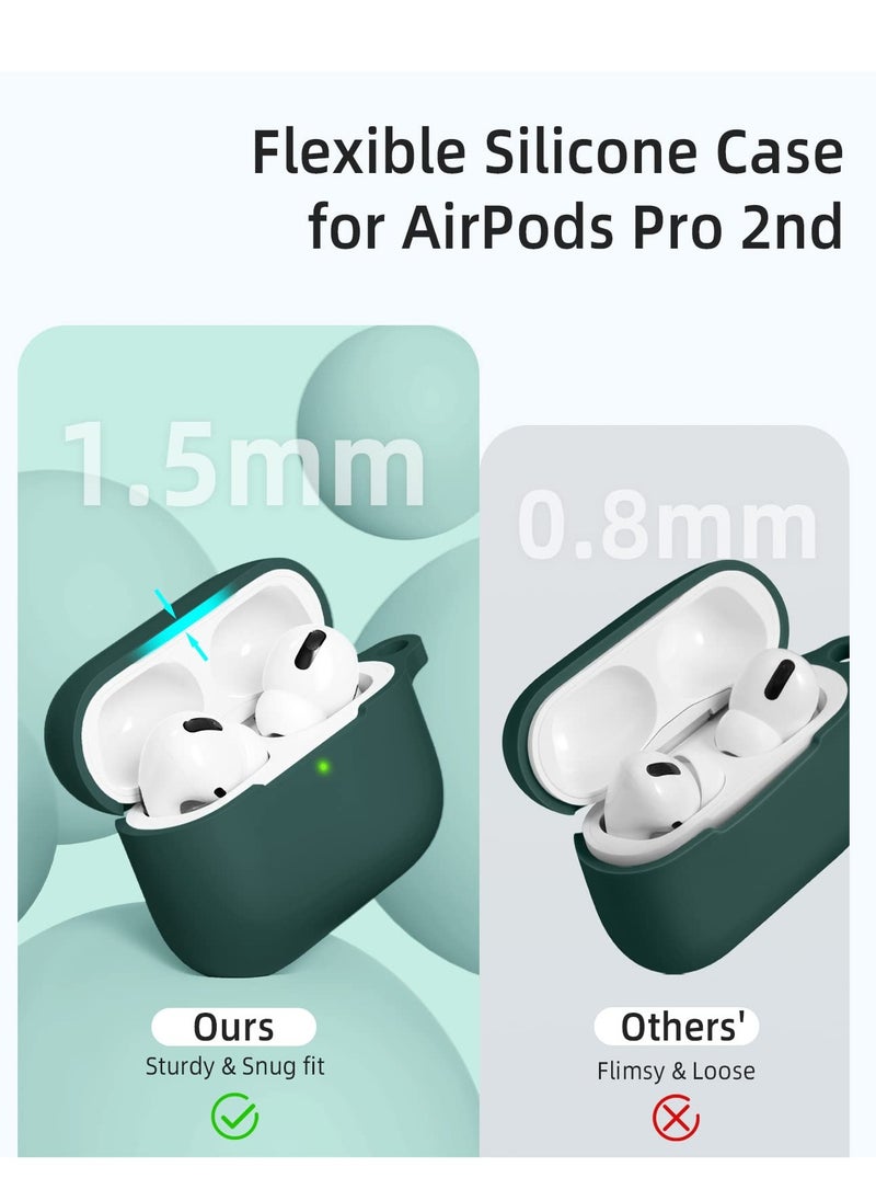 Generic AirPods Pro 2 2nd Case Cover and AirPods Pro Case for Women and Men, Soft Silicone Protective Case for Airpods Pro 2 Generation 2023 2022 and AirPods Pro 1st 2019 with Keychain Front LED Visible Green  - Image 3