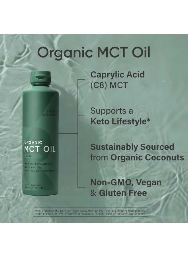 Sports Research Organic MCT Oil - Keto & Vegan MCTs C8, C10, C12 from Coconuts - Fatty Acid Brain & Body Fuel, Flavorless, Non-GMO & Gluten Free - Perfect in Coffee, Tea & Protein Shakes - 16 oz - Image 5