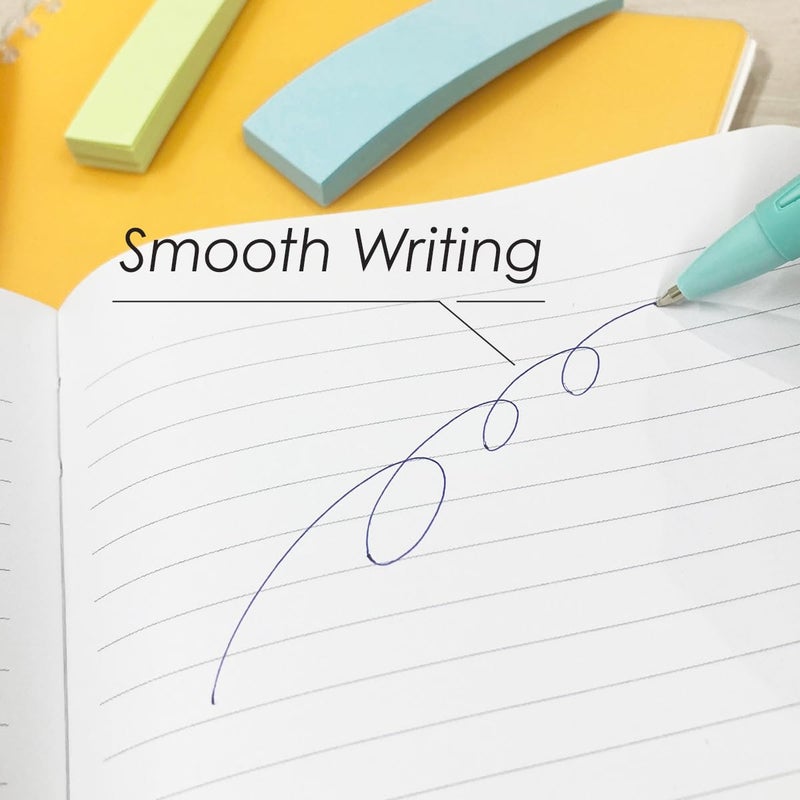 FLEXOFFICE Ballpoint Pens, Blue Ink, 0.5mm Fine Point, 12 Count Pack, Smooth Ink Pens, Ball point Pens, Assorted Body Color (FO-GELB039-Blue) - Image 4