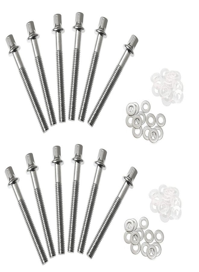 TUOREN Drum Set Hardware 12-Pack Stainless Steel Drum Tight Screw Tension Rods for Percussion Instrument Parts (50mm) - Image 1