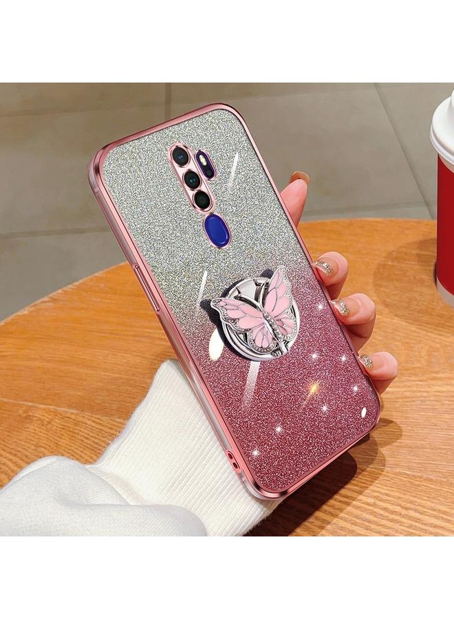 S-TOP Case For OPPO A11x / A9 2020 Plated Gradient Glitter Butterfly Holder TPU Phone Case - Image 1