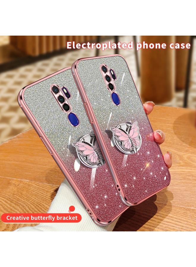 S-TOP Case For OPPO A11x / A9 2020 Plated Gradient Glitter Butterfly Holder TPU Phone Case - Image 3