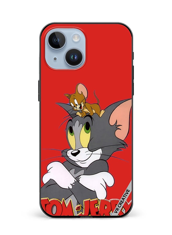 VR CREATIVE غطاء حماية لتليفون آبل آيفون 15 بتصميم توم وجيري متعدد الألوان - Image 1