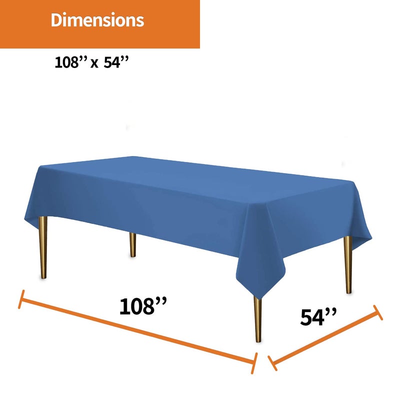 Party Dimensions Blue Disposable Plastic Tablecloth for Rectangle Tables (12 Pack) Premium Decorative Table Cloths for Parties  Events & Weddings  Indoors & Outdoors  54 x 108 inches  Plastic Table Cover - Image 2