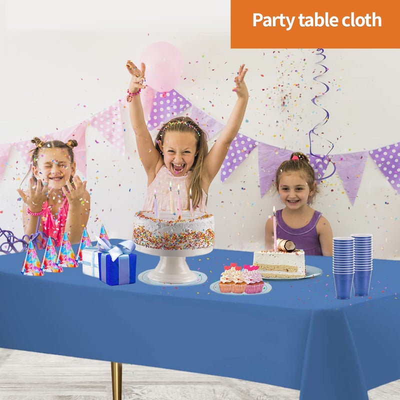 Party Dimensions Blue Disposable Plastic Tablecloth for Rectangle Tables (12 Pack) Premium Decorative Table Cloths for Parties  Events & Weddings  Indoors & Outdoors  54 x 108 inches  Plastic Table Cover - Image 5