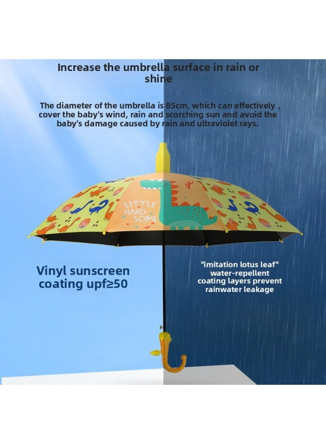 Automatic Children's Umbrella For Boys And Girls Primary School Kindergarten Baby Cute Super Light Automatic Safety For School-Color:Yellow Dinosaur