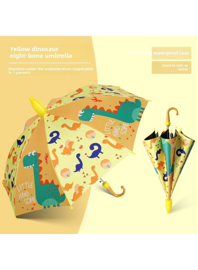 Automatic Children's Umbrella For Boys And Girls Primary School Kindergarten Baby Cute Super Light Automatic Safety For School-Color:Yellow Dinosaur
