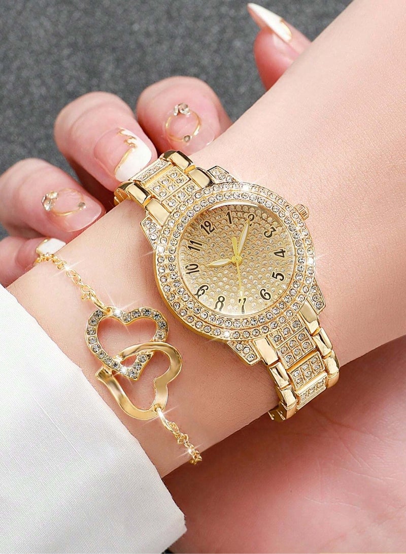 Eid gifts – A complete women's accessory set consisting of 5 pieces: a watch, necklace, ring, bracelet, and earrings. Perfect for Eid gifts, birthdays, and graduation celebrations.  - Image 2