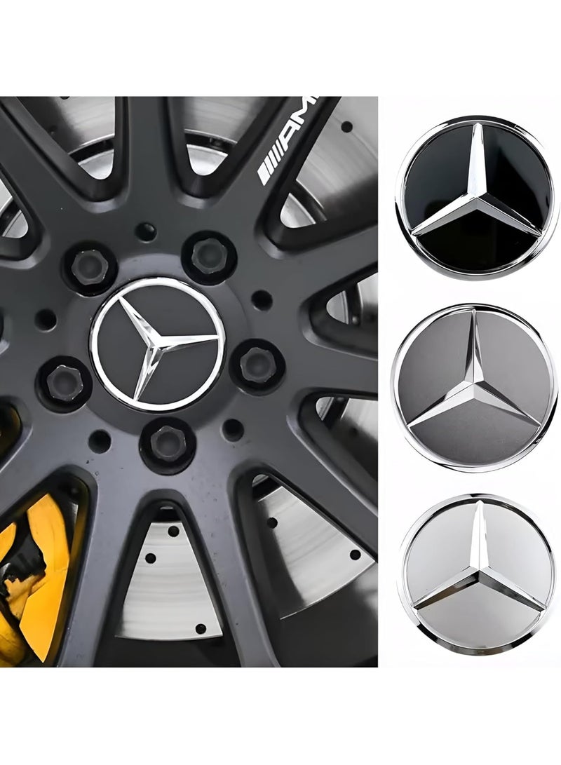 Mercedes-Benz 4 Pcs 75mm Black Wheel Center Hub Caps for Mercedes-Benz | Easy Snap-Fit Alloy Wheel Center Caps - Image 4